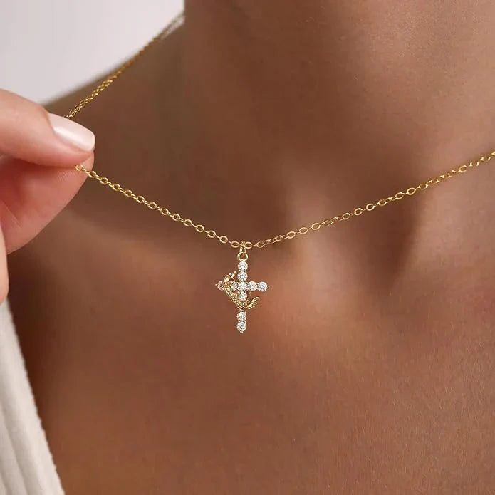 Collar cruz y corona + Caja👑