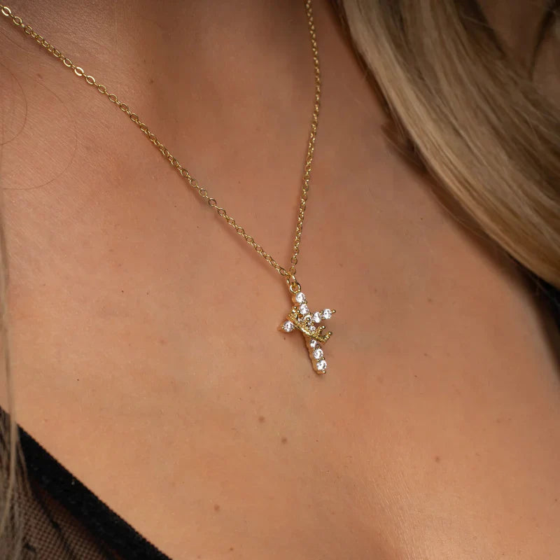 Collar cruz y corona + Caja👑