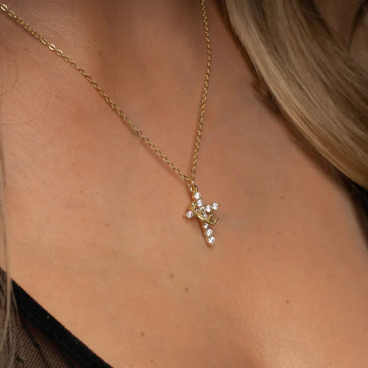 Collar cruz y corona + Caja👑